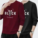 Clothy Printed Men Black, Maroon T-Shirt