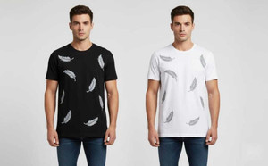Clothy Printed Men Black White T-Shirt