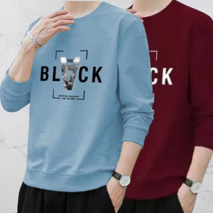 clothy printed men blue maroon t-shirt