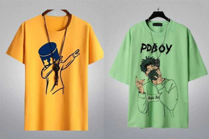 Clothy Printed Men Green Yellow T-Shirt