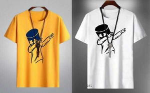 Clothy Printed Men White Yellow T-Shirt
