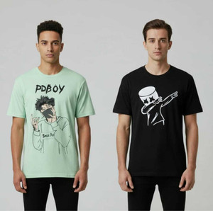 Clothy Printed Men White Yellow T-Shirt