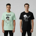 Clothy Printed Men White Yellow T-Shirt