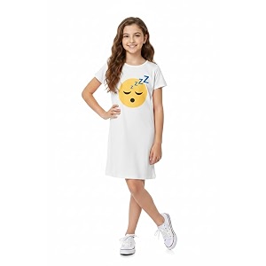 clotth theory girls cotton nightdress  knee length nighty  round neck short sleeve soft sleepwear