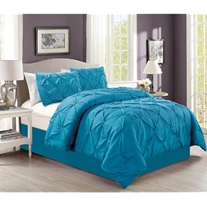 cotton 600 thread count luxurious pleated design duvet cover 1 duvet cover with 2 pillow shams 1734 x 2734 queenkingtwindouble bedsingle bed sizes turquoise blue king
