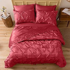 satin pinch duvet cover bright colored stain fade amp wrinkle resistant pinch duvet cover set includes 1 pinch silk satin duvet cover and 2 pillowcases queen burgundy