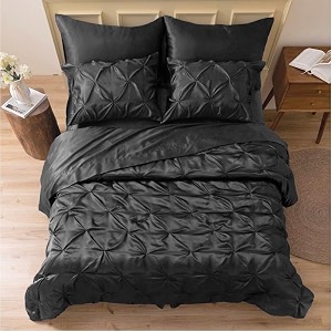 satin duvet cover set - bright colored stain fade amp wrinkle resistant - includes 1 pinch silk satin cover and 2 pillowcases king dark gray