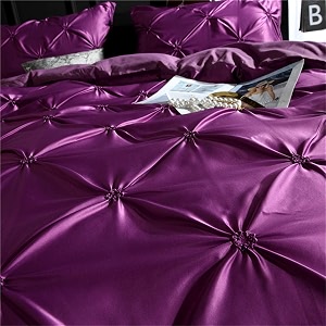 satin pinch duvet cover set - bright colored stain fade amp wrinkle resistant - includes 1 silk satin cover and 2 pillowcases king purple
