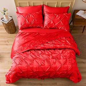 satin duvet cover set - bright colored stain fade amp wrinkle resistant - includes 1 pinch silk satin cover and 2 pillowcases queen blood red