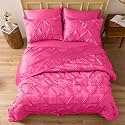 Satin Pinch Duvet Cover Set - Bright Colored, Stain, Fade &amp; Wrinkle Resistant - Includes 1 Silk Satin Cover and 2 Pillowcases (King, Hot Pink)