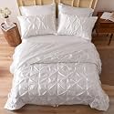 Satin Duvet Cover Set - Bright Colored, Stain, Fade &amp; Wrinkle Resistant - Includes 1 Silk Satin Pinch Cover and 2 Pillowcases (Double, Ivory)