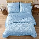 Satin Pinch Duvet Cover Set - Bright Colored, Stain, Fade &amp; Wrinkle Resistant - Includes 1 Silk Satin Cover and 2 Pillowcases (Queen, Sky Blue)