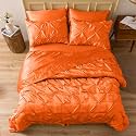 Satin Pinch Duvet Cover Bright Colored, Stain, Fade &amp; Wrinkle Resistant Pinch Duvet Cover Set Includes 1 Pinch Silk Satin Duvet Cover and 2 Pillowcases!! (Single, Orange)