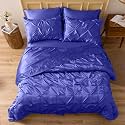 Satin Duvet Cover Set - Bright Colored, Stain, Fade &amp; Wrinkle Resistant - Includes 1 Silk Satin Pinch Cover and 2 Pillowcases (Queen, Royal Blue)