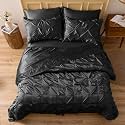 Satin Pinch Duvet Cover Bright Colored, Stain, Fade &amp; Wrinkle Resistant Pinch Duvet Cover Set Includes 1 Pinch Silk Satin Duvet Cover and 2 Pillowcases!! (King, Black)