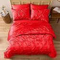 Satin Duvet Cover Set - Bright Colored, Stain, Fade &amp; Wrinkle Resistant - Includes 1 Pinch Silk Satin Cover and 2 Pillowcases (Single, Blood Red)