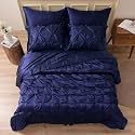 Satin Pinch Duvet Cover Bright Colored, Stain, Fade &amp; Wrinkle Resistant Pinch Duvet Cover Set Includes 1 Pinch Silk Satin Duvet Cover and 2 Pillowcases!! (Double, Navy Blue)
