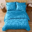 Satin Pinch Duvet Cover Set - Bright Colored, Stain, Fade &amp; Wrinkle Resistant - Includes 1 Silk Satin Cover and 2 Pillowcases (Single, Turquoise Blue)
