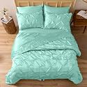 Satin Duvet Cover Set - Bright Colored, Stain, Fade &amp; Wrinkle Resistant - Includes 1 Pinch Silk Satin Cover and 2 Pillowcases (Double, Aqua Blue)