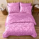 Satin Pinch Duvet Cover Set - Bright Colored, Stain, Fade &amp; Wrinkle Resistant - Includes 1 Silk Satin Cover and 2 Pillowcases (King, Pink)