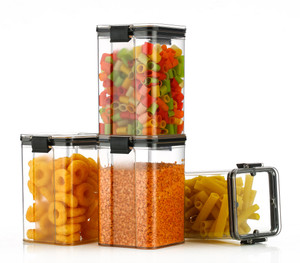 cloudhead plastic grocery container  - 1100 ml pack of 4 black