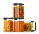CLOUDHEAD Plastic Grocery Container  - 1100 ml (Pack of 4, Black)
