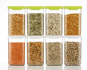 cloudhead plastic grocery container  - 1200 ml pack of 8 white green