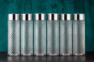 cloudhead steel cap round diamond 6pcs premium water fridge bottles 1000 ml plastic bottle pack of 6 clear