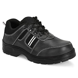 Cloudland Black Leather Safety Shoes for Man
