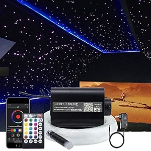 cloudsale ceiling light kit 16w rgbw app  remote control fibre optic light with 380 pieces 075mm 3m fibres28key rf remot