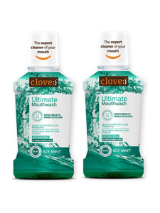 clove ultimate antibacterial mouthwash kills 990 germs  prevents bad breath - cool mint 500 ml
