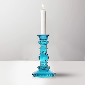 clovefry antique glass candle stand for home decor  beautiful candle holder for living room centre table  elegant candle stick holders table centerpiece blue