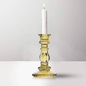 clovefry antique glass candle stand for home decor  beautiful candle holder for living room centre table  elegant candle stick holders table centerpiece lemon green