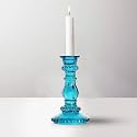 Clovefry Antique Glass Candle Stand for Home Decor | Beautiful Candle Holder for Living Room Centre Table | Elegant Candle Stick Holders Table Centerpiece (Blue)