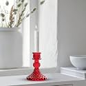Clovefry Glass Candle Holder|Candle Stand|Table Decoration for Home, Office &amp; Party (Candal Stand-24). (Red Pack of 2)