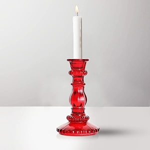 clovefry glass candle holdercandle standtable decoration for home office amp party cstd10407-red h6 inch