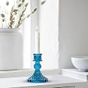 Clovefry Glass Candle Holder|Candle Stand|Table Decoration for Home, Office &amp; Party (C.STD10428-Blue, Pack of 2, H5 Inch).