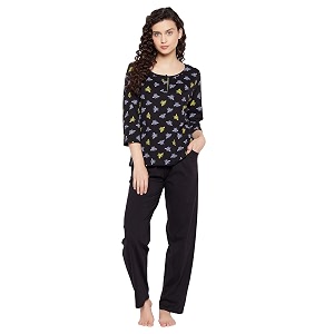 Clovia Cotton Womens Fly Print Top