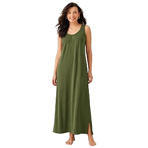 Clovia Sleeveless Long Nighty for Women with