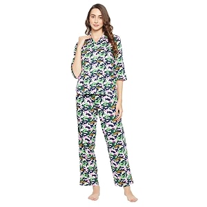Clovia Womens Cotton Camouflage Print Button Down