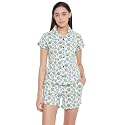 Clovia Women's Cotton Floral Pajama Set (LS0094D033XL_Blue_3XL)
