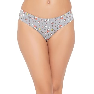 clovia women39s cotton low waist inner elastic thong panty - grey