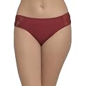 Clovia Women's Cotton Mid Waist Bikini Panty with Lace Panels