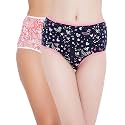 Clovia Women's Cotton Pack of 2 High Waist Printed Hipster Panty