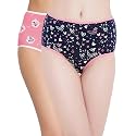 Clovia Women's Cotton Pack of 2 High Waist Heart Print Hipster Panty
