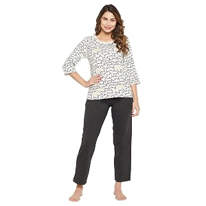 Clovia Womens Cotton Print Top And Basic