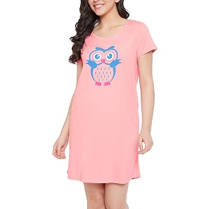 Clovia Womens Cotton Printed Short Nighty