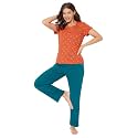 Clovia Women Cotton Night Suit Printed Top