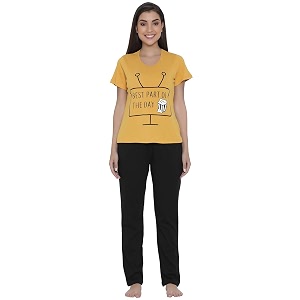 Clovia Womens Cotton Rich Text Print T-Shirt