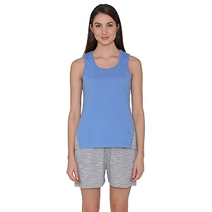 Clovia Womens Cotton Rich Striped Sleeveless Top